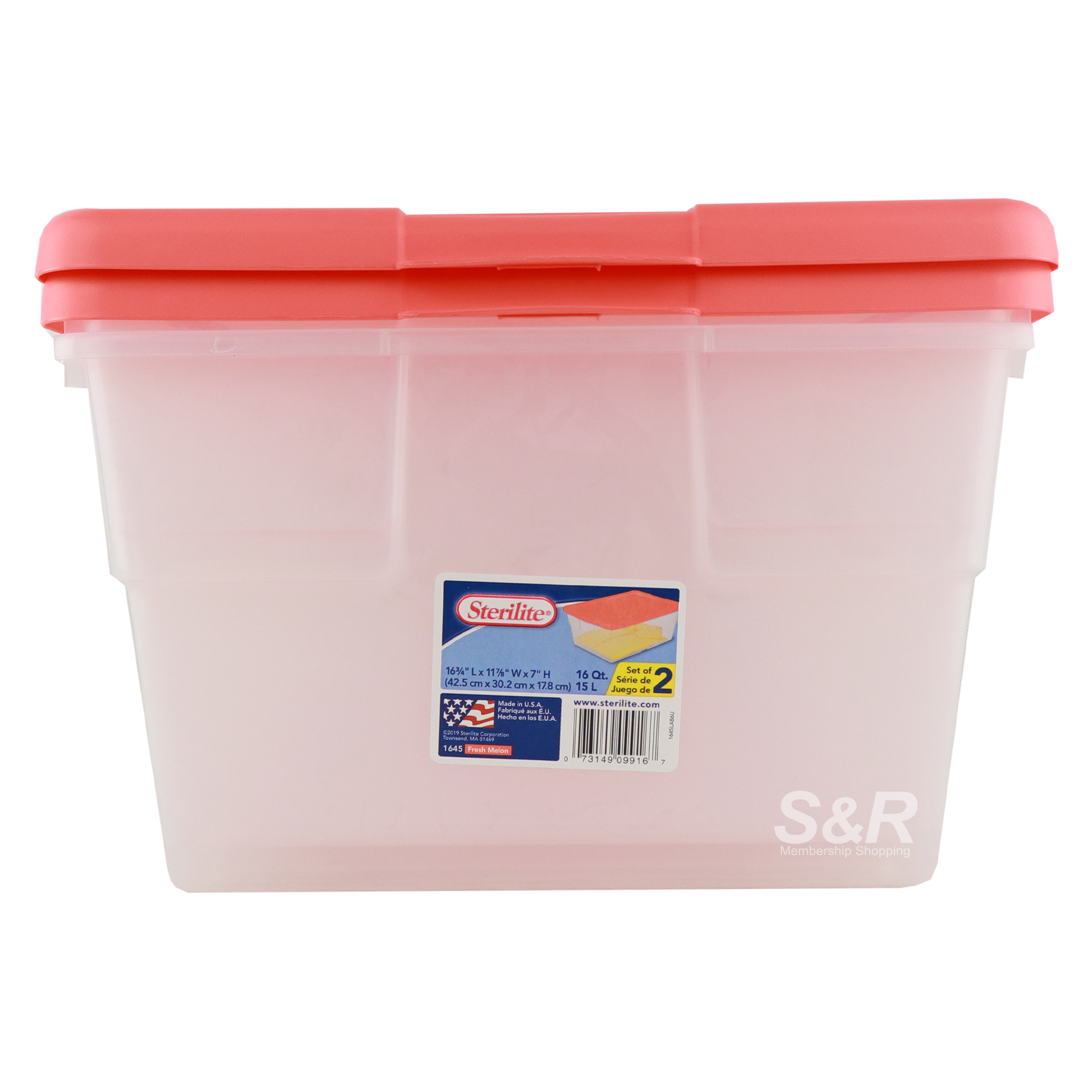 Sterilite Fresh Melon Colored Storage Box capacity 15L 2pcs